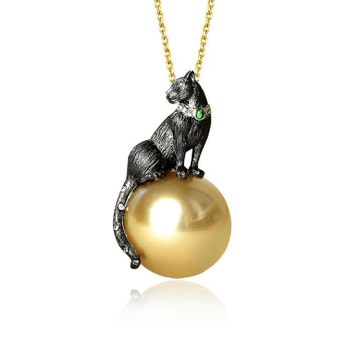 Black Panther Pearl Pendant Necklace