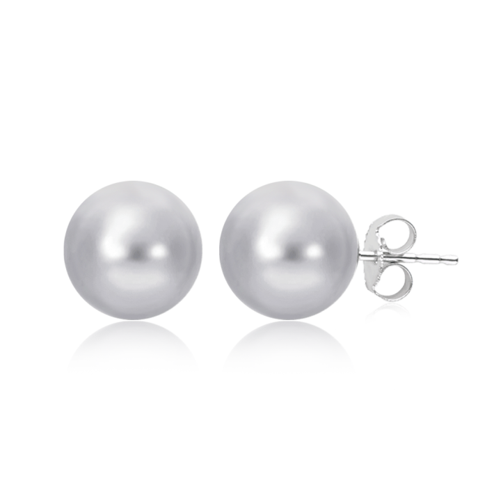 Grey Round Pearl Earrings