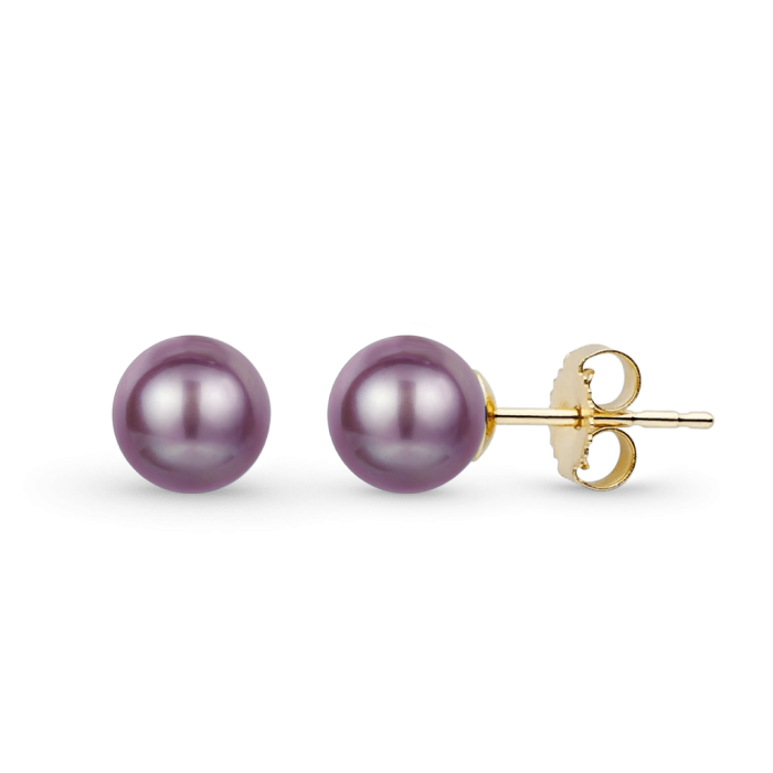 Purple Pearl Stud Earrings